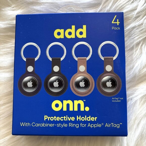 Add Onn. Protective Holder With Carabiner-Style Ring For Apple AirTag 4 Pack - Picture 1 of 2